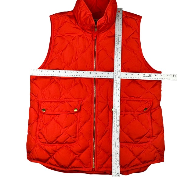 Woolrich Womens Red Diamond Quilted Real Down Puffer Vest XL Equestrian Full Zip - Picture 4 of 9